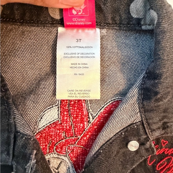 Disney Minnie Mouse Denim Jacket Kids Black Polka Dot Cute Girls Size 3T - Picture 4 of 5